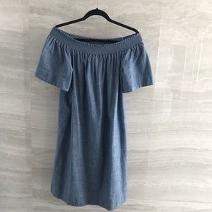 Jcrew off the shoulder chambray dress